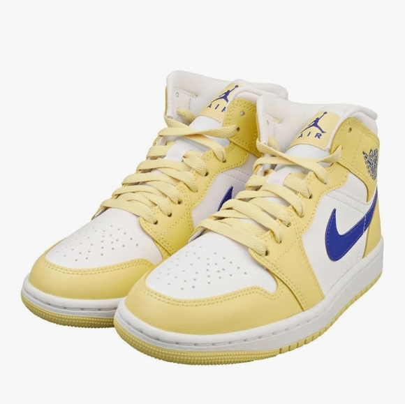Nike Shoes - Nike Air Jordan 1 Mid in Lemon, Lapis and White